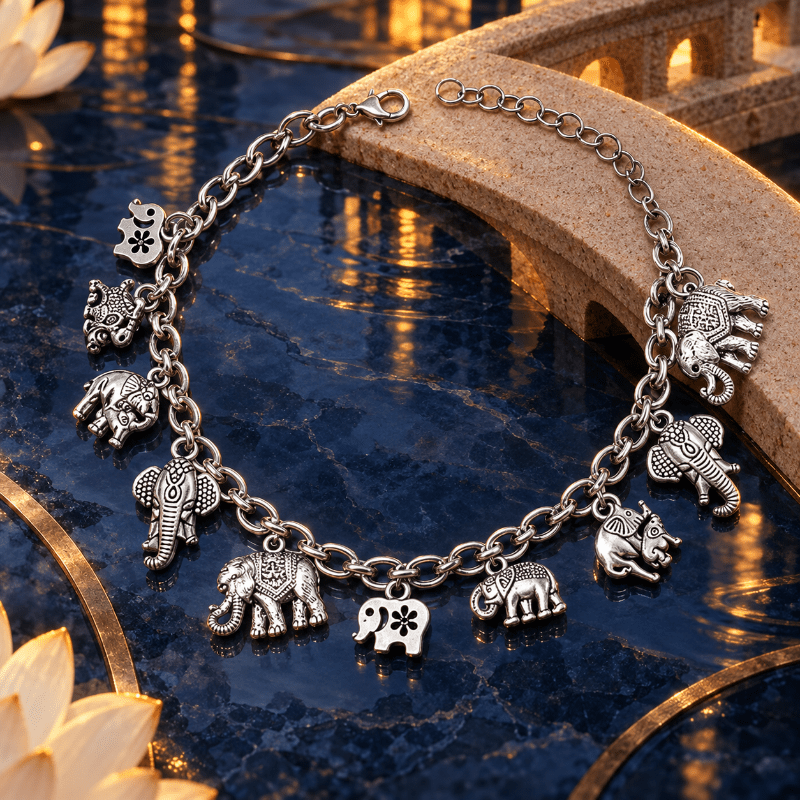 TEMU Women' Bohemian Elephant Pendant Bracelet - Multi-style Suitable For Daily Wear & Special Occasions, Vintage Elephant Charm Chain Jewelry,