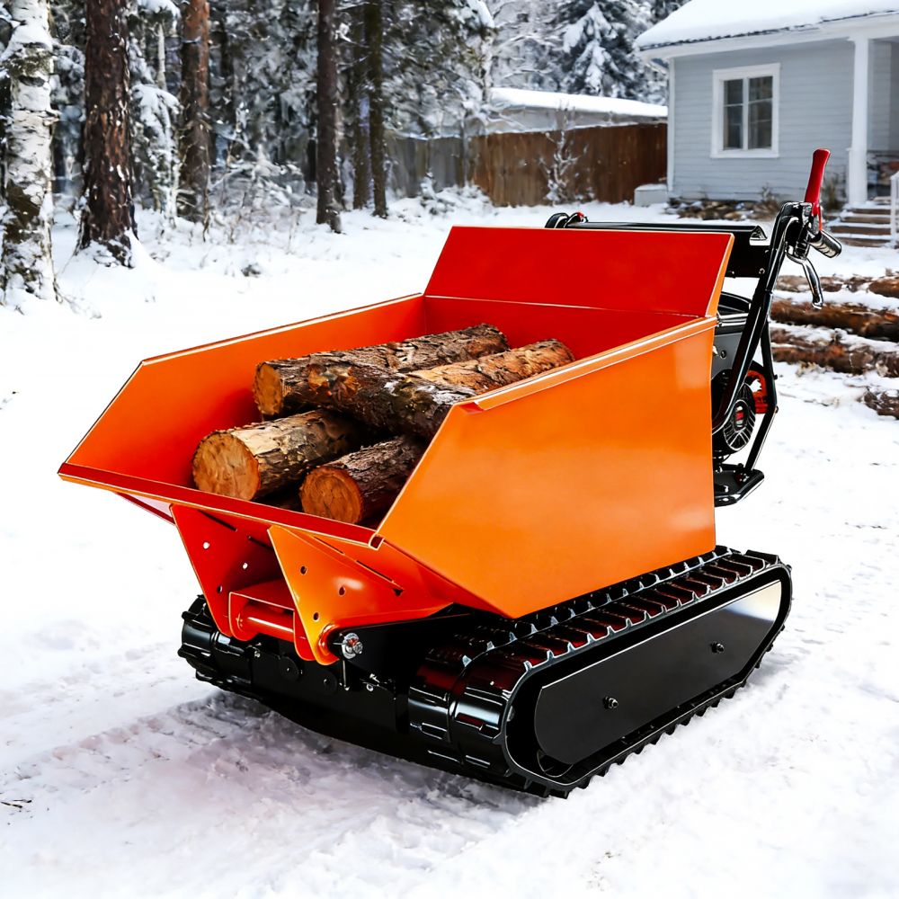 heavy duty hydraulic assist track   gas powered   backyard patio   yard material hauling