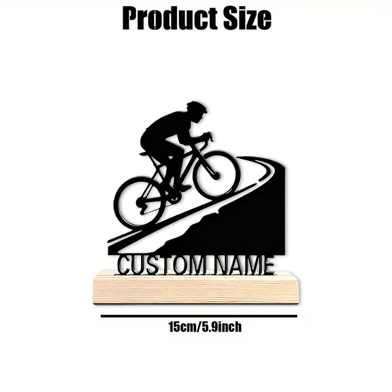 TEMU 1 Statua in Metallo Personalizzata per Ciclista | Personalizzato, Struttura in Ferro con Base in Legno, Design Ciclista da - Accento Decorativo