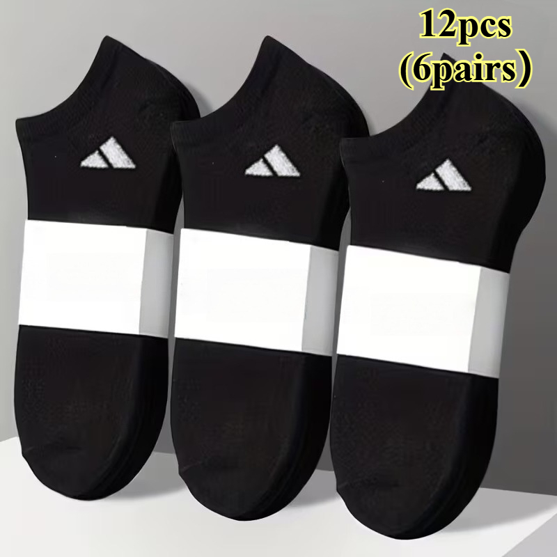 TEMU Random Color 6pcs/12pcs (3pairs/6pairs) Unisex Sports Casual Invisible Socks - Easy Versatile Solid Short Socks, Black, White, Gray Socks -