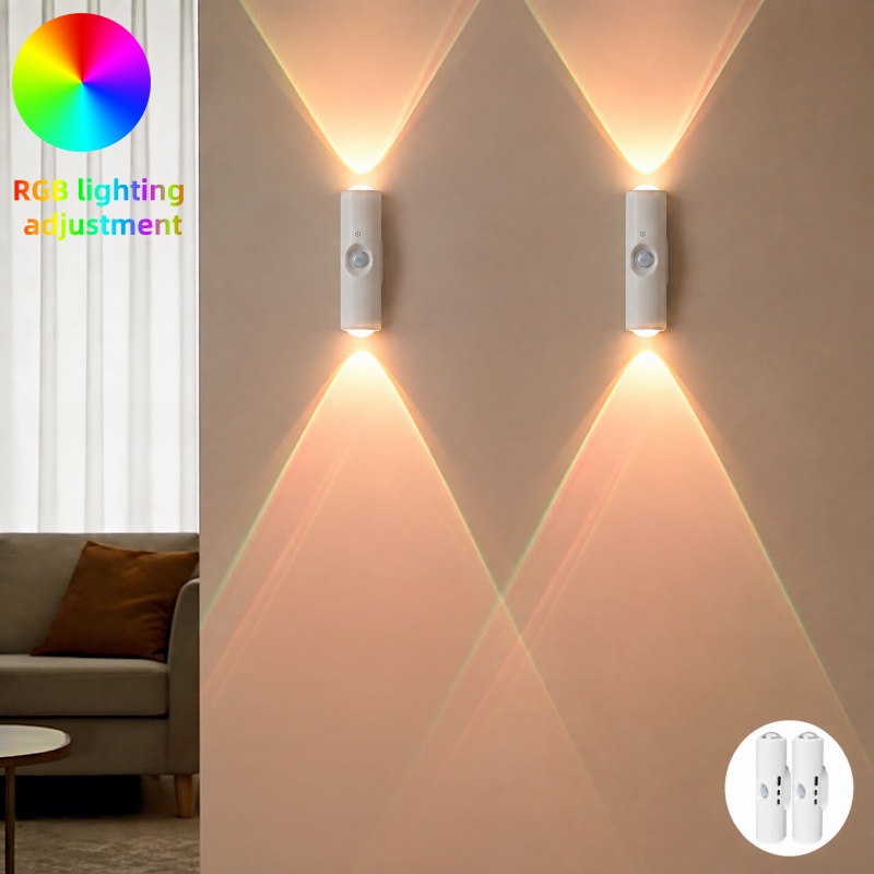 Image of 2-pack Motion Sensor Wall Lights, Usb-rechargeable Magnetic Night Lights, With Adjustable Rgb Lighting In ; Magnetic Led Lights For , Bedrooms, Staircases, Closets, And -no Wiring Required