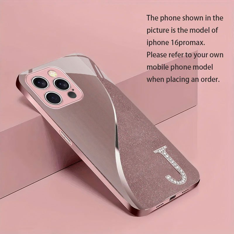 TEMU Phone Case - New Metallic Pink Powder-coated Glass Phone Case For Iphone Including 17, 16, 15, And 14, Designed For Women, Exuding