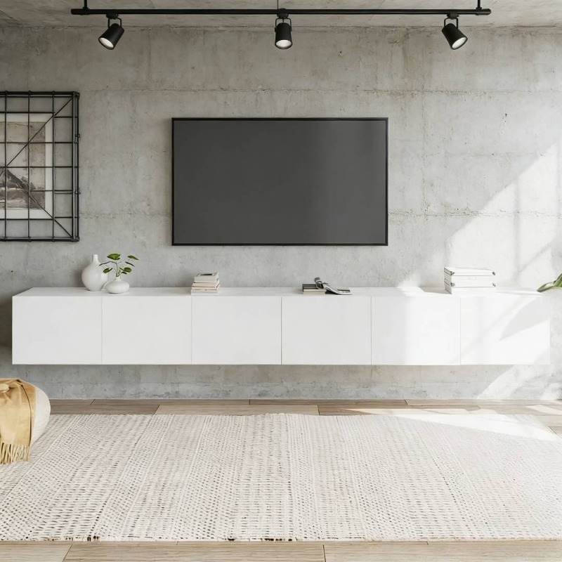 E-shop Moderner minimalistischer TV-Schrank aus weißer Holzfaserplatte, 80 × 30 × 30 cm, für Wohnzimmer Schlafzimmer, multifunktionaler Sideboard,
