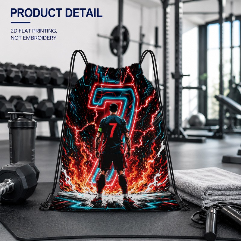 TEMU 1pc Of Flaming Football Pattern Backpack, Made Of Durable Polyester With 2d Flat Printing. Foldable, Lightweight, And Easy To Carry. Featuring A