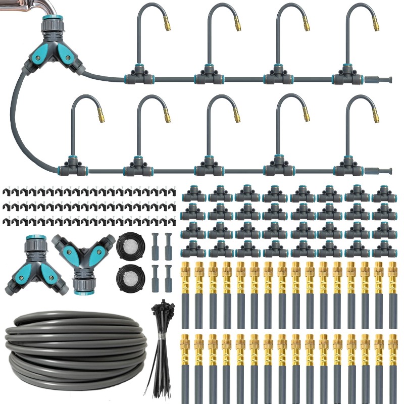 Image of 360° Adjustable Drip Irrigation System 200 Feet 5/16 Inch Ultra-long Garden Watering Kit With 32 Sprinklers Drip Irrigation Equipment Large Courtyard/greenhouse/lawn Automatic Fogging Plant Sprinkler