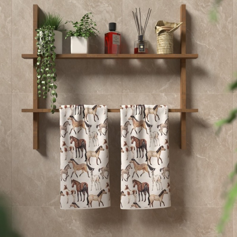 2pcs Horse Pattern Towels - Quick-dry Bath, Kitchen & Gym Towel Suitable For Horse Motif, Decorative Horse Towels For Home Or Travel, Ideal Gift For ()