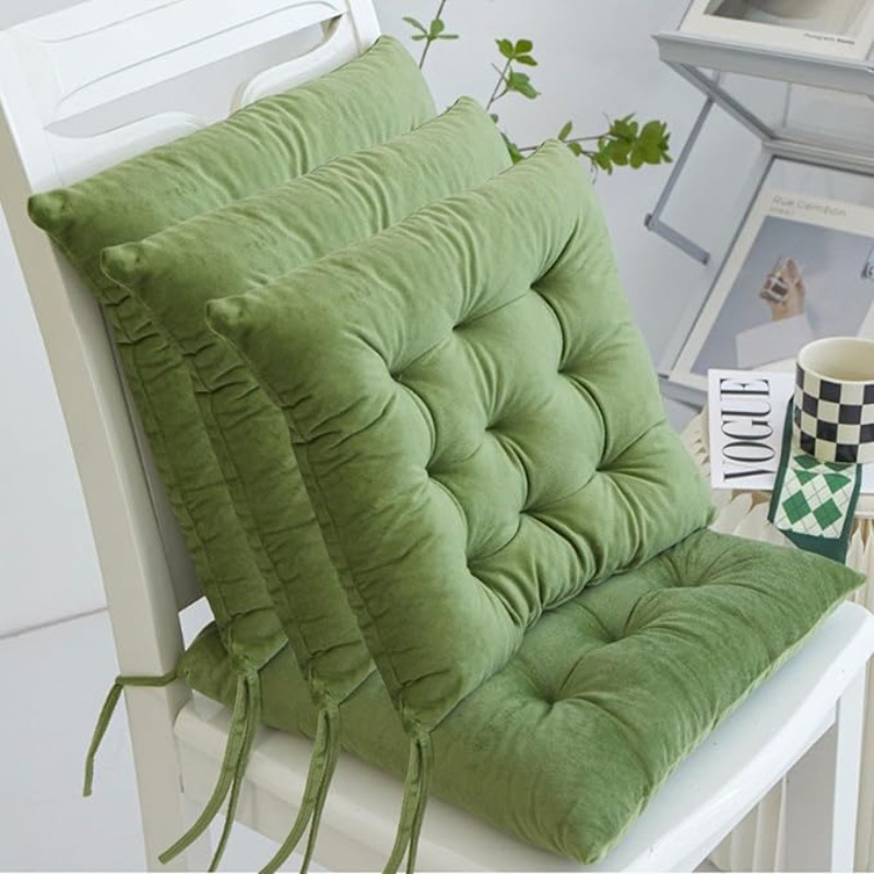 TEMU Set Of 4 Chair Cushions With Ties, 40cm*40cm Soft Cozy Velvet Seat Pads For Kitchen Dining Chairs, Office & Living Room Chairs (cushion Only)