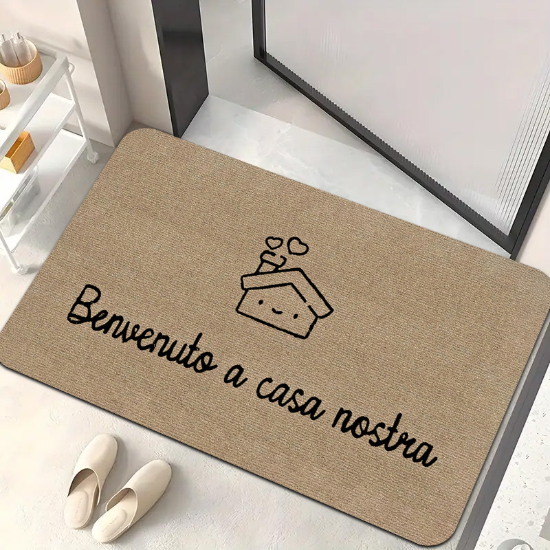 TEMU 1 Tappetino con Motivo "Easy Cozy Text House", Lavabile in Lavatrice da Pulire, Uso Interno/Esterno - per Ingressi, Cucine, Soggiorni, Camere da