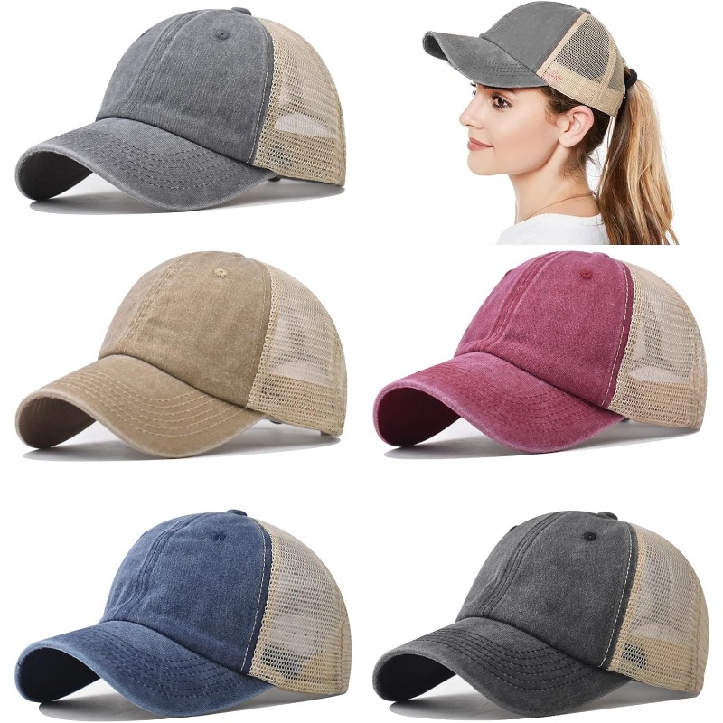 TEMU 5-pack Retro Washed Solid Color Baseball , Old Dad Golf , Unisex, Everyday Hat, Casual Wear, Retro Fashion, Retro Style