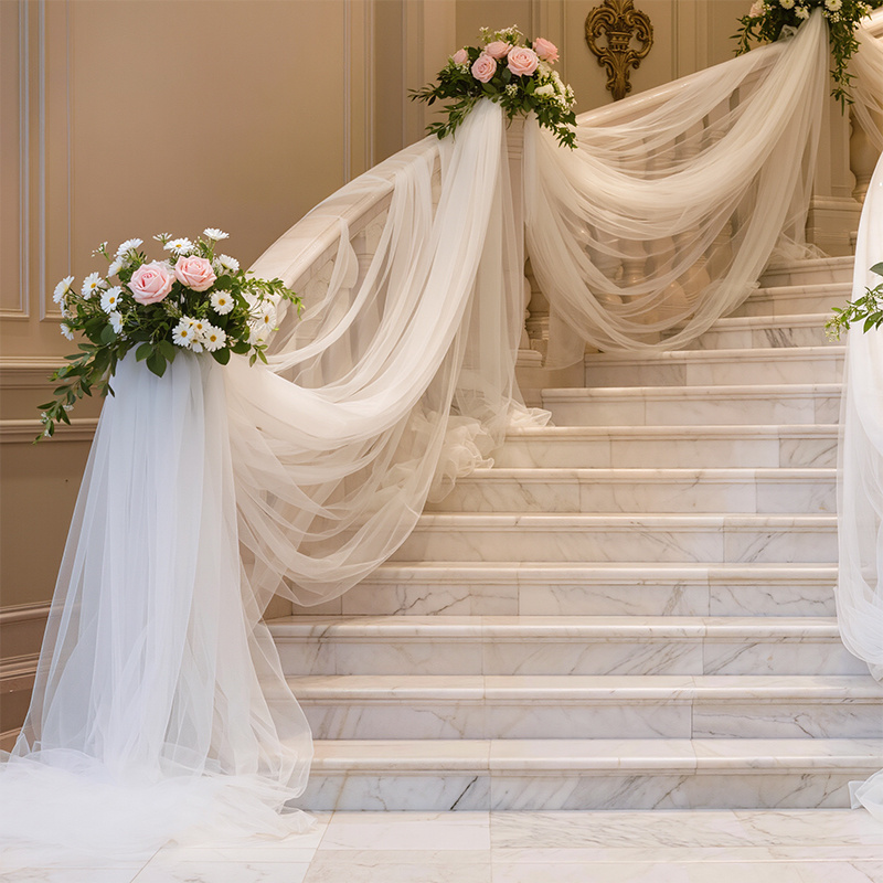 TEMU 1 Rolle Elegantes Weißes Organza Tüll | 50M Extra-Lang, Multi-Größen Optionen, Polyester, Nur Handwäsche, Unifarben, Glatte Textur, Ideal Für