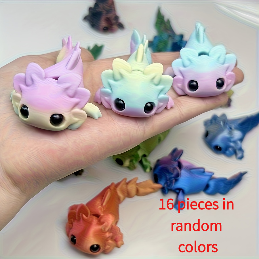 TEMU 16pcs Random Color 3d Printed Axolotl Set - Humorous Desktop Home Decoration, , Holiday Gift , Desktop Ornament, Holiday Party Favor, Miniature