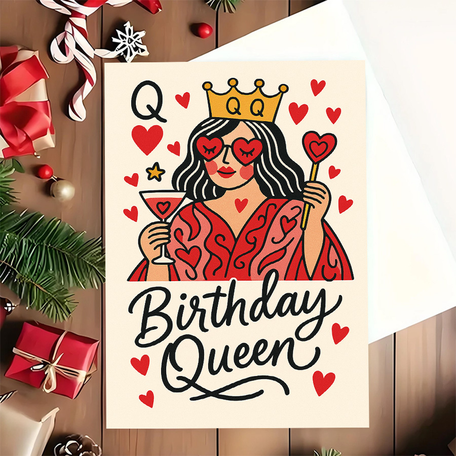 Image of 1pc Birthday Queen Greeting Card Perfect For With Style And Love Ideal For Or Coworkers Birthday Wishes