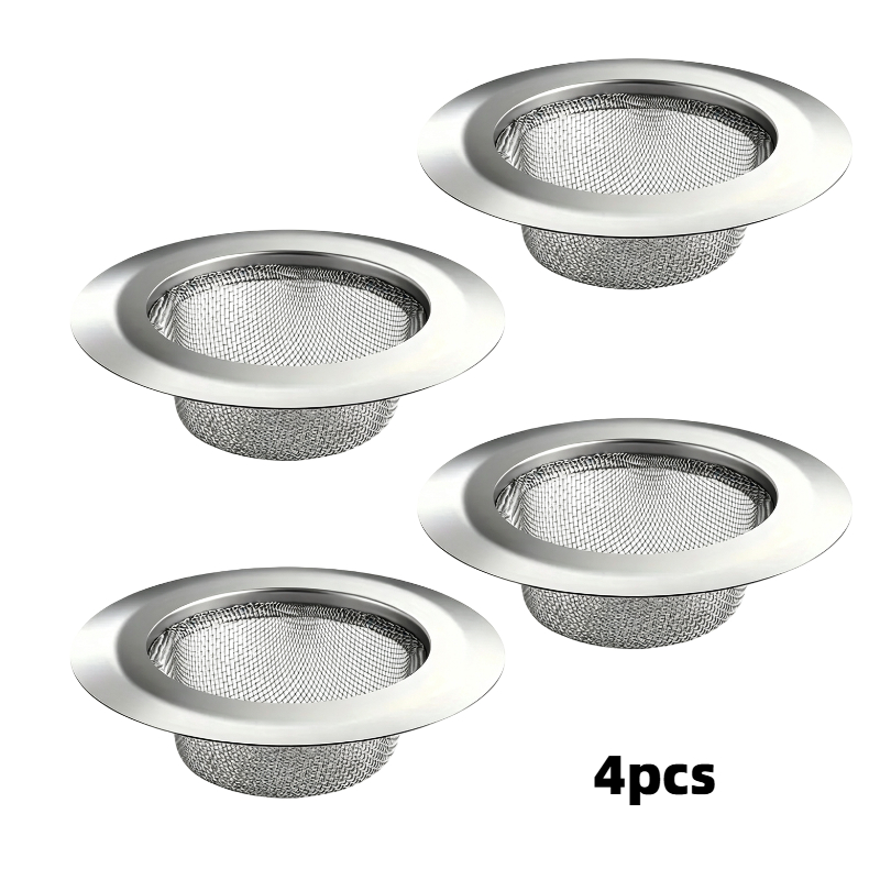 TEMU 4-pack Sink Strainers - Stainless Steel Mesh Drain Covers, Multi-scene Applicable, Wide-rim Large Design, Fine Mesh For Easy Clog Prevention,
