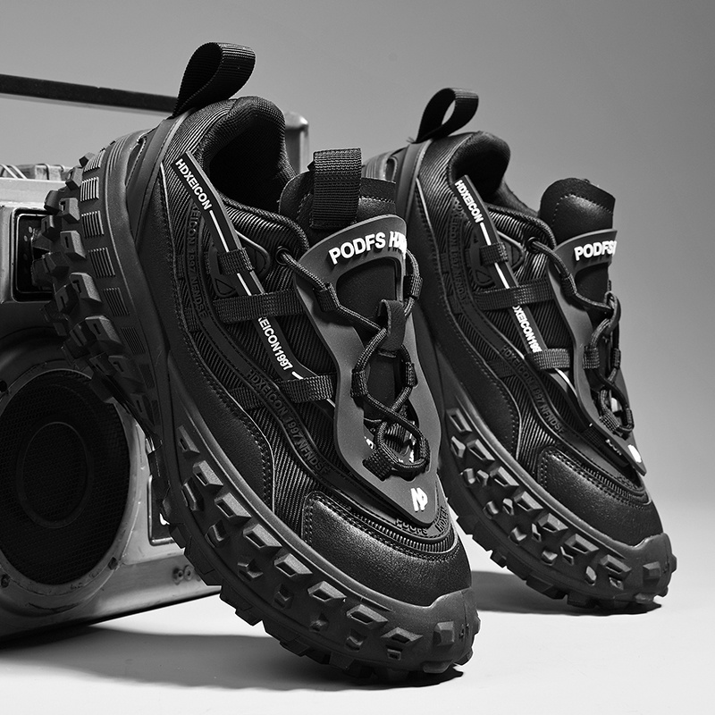 Dark Style Casual Shoes, Tire Tread Sole Height-Increasing Shoes, Street Cool All-Match Outdoor Sports Shoes