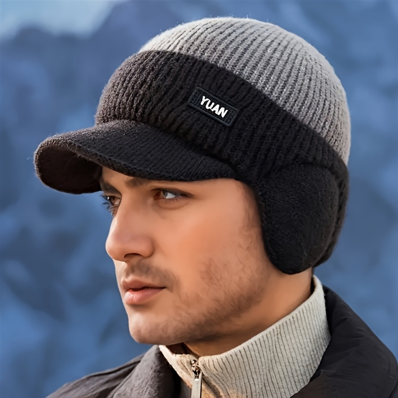 Men's Thick Knit Hat with Ear Flaps for Cold Weather