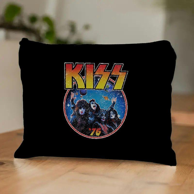 

Kiss 1976 Vintage-inspired Women's Cosmetic Bag - Large Capacity, Canvas With Zip Closure, Hand Washable, Ideal For Travel & Daily Use, Featuring Iconic Band