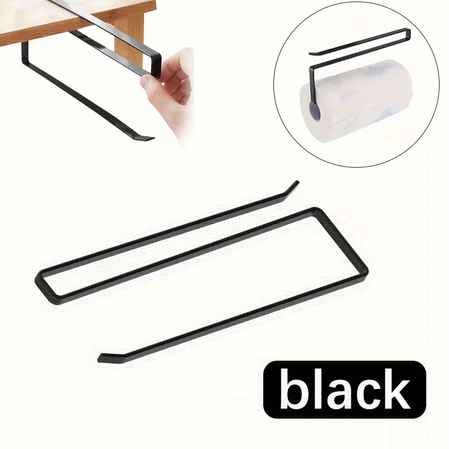 E-shop Schwarzer, integrierter, multifunktionaler Küchenpapierhalter, Plastikfolie- und Rollpapier-Organizer, einfache Installation ohne Bohren,