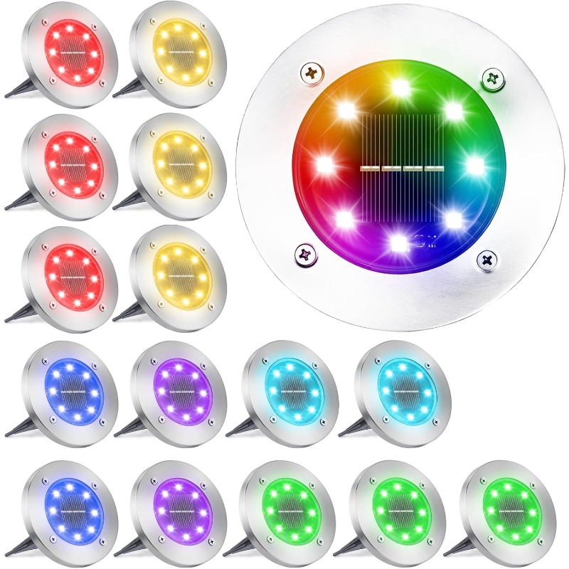 TEMU 3/7/15pcs Solar Ground Lights, Ip55 Waterproof Led . Auto-charging, Warm , . Perfect For Lawn, Yard, Patio, Walkway & Pathway Lighting. Ideal