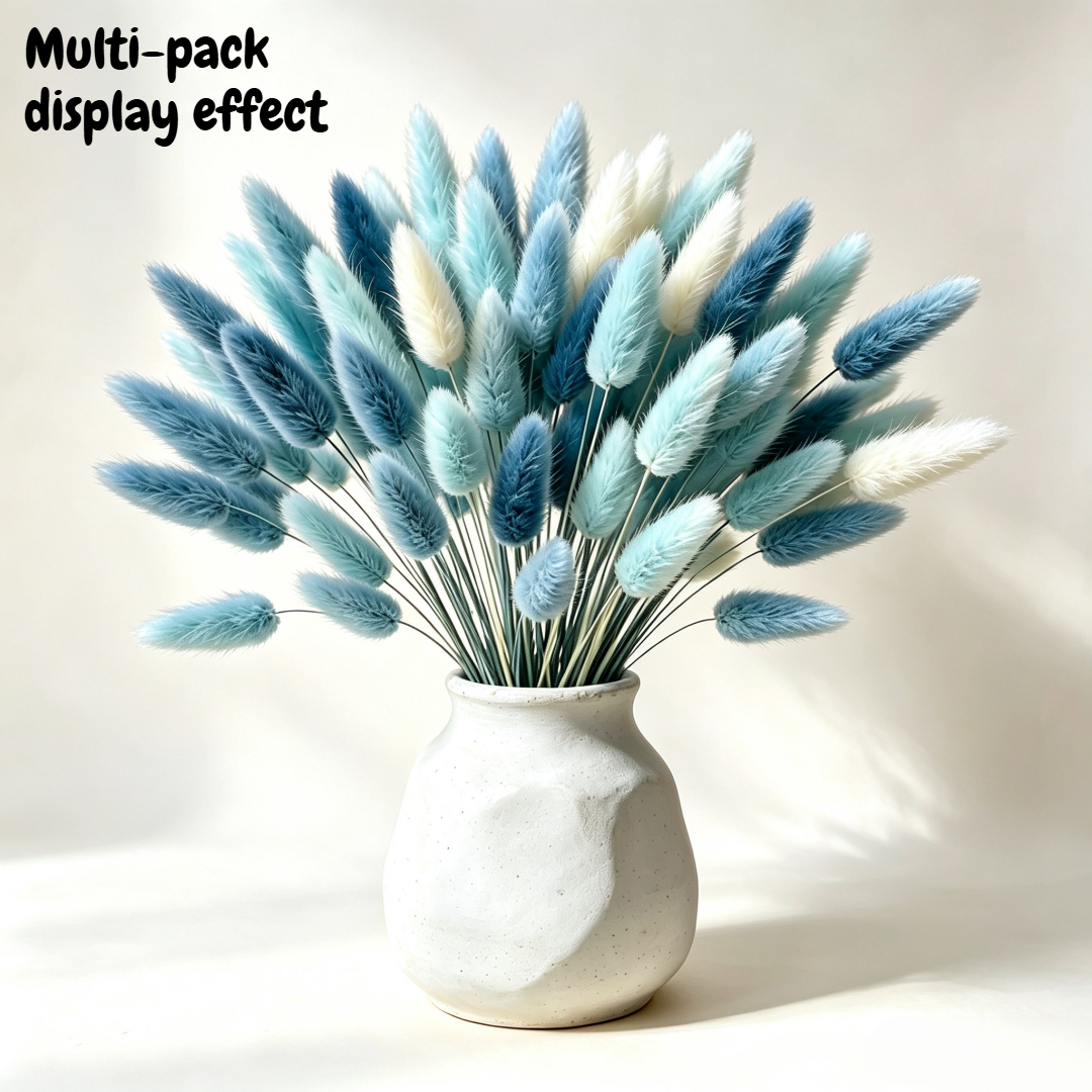 TEMU 44pcs Faux Mixed Blue Tails Grass Artificial Flower Bouquet Gradient Light Blue Navy Cream Tails Stems Nordic Vase Filler For Coffee Shop Study