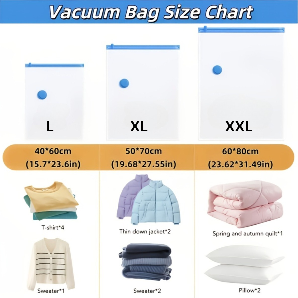 TEMU 3pcs Set Of Large Vacuum Storage Bags, With Zipper Dustproof Waterproof Compression Bags, Upgraded Thickened Vacuum Compression Bag And Storage
