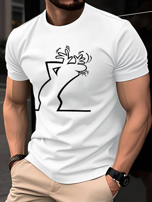 item picture 100 mens t shirt summer short sleeve fit versatile for daily casual wear featuring a stylish and elegant design with a fun cartoon dog pattern in quirky lines plus size