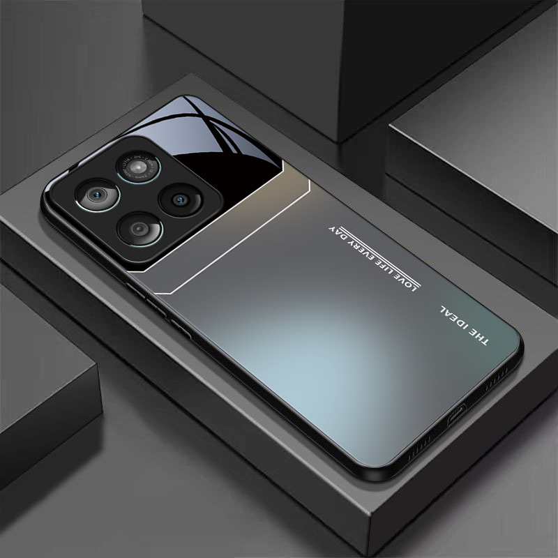TEMU Phone Case: Suitable For Moto Edge 70 Fusion Scratch-resistant Hard Case With Tempered Glass Back - Geometric Line Art On Gradient
