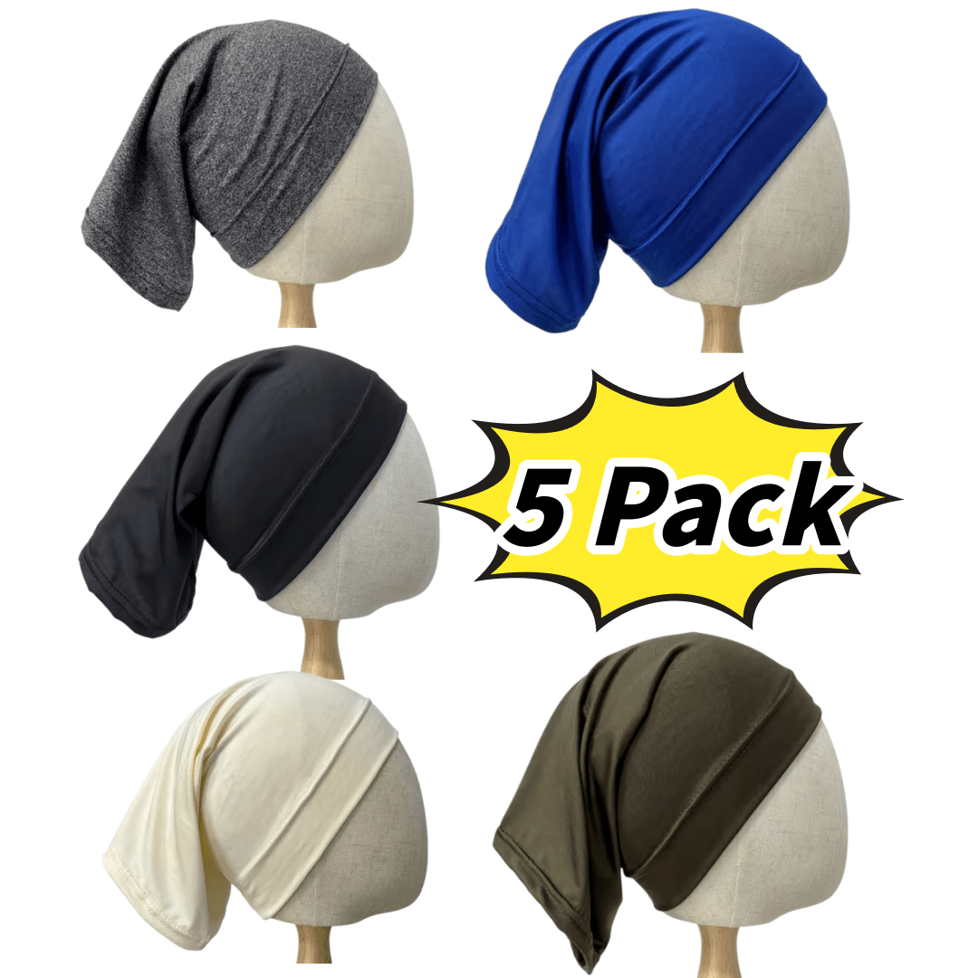 TEMU 5-pack Solid Color Stretch Slouch Beanie Hats For Men Women, Lightweight Polyester Casual Dwarf Hat, Soft Washable Daily Headwear