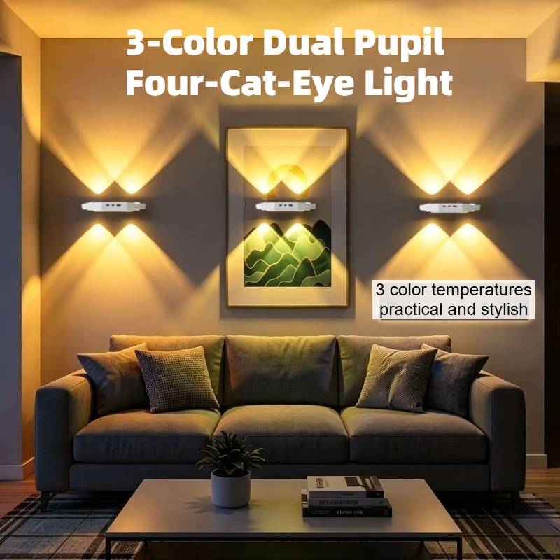 1pc dual pupils four   dual sensor lights automatic on off 3 color dimming usb rechargeable bedroom living room cabinet hallway entrance light