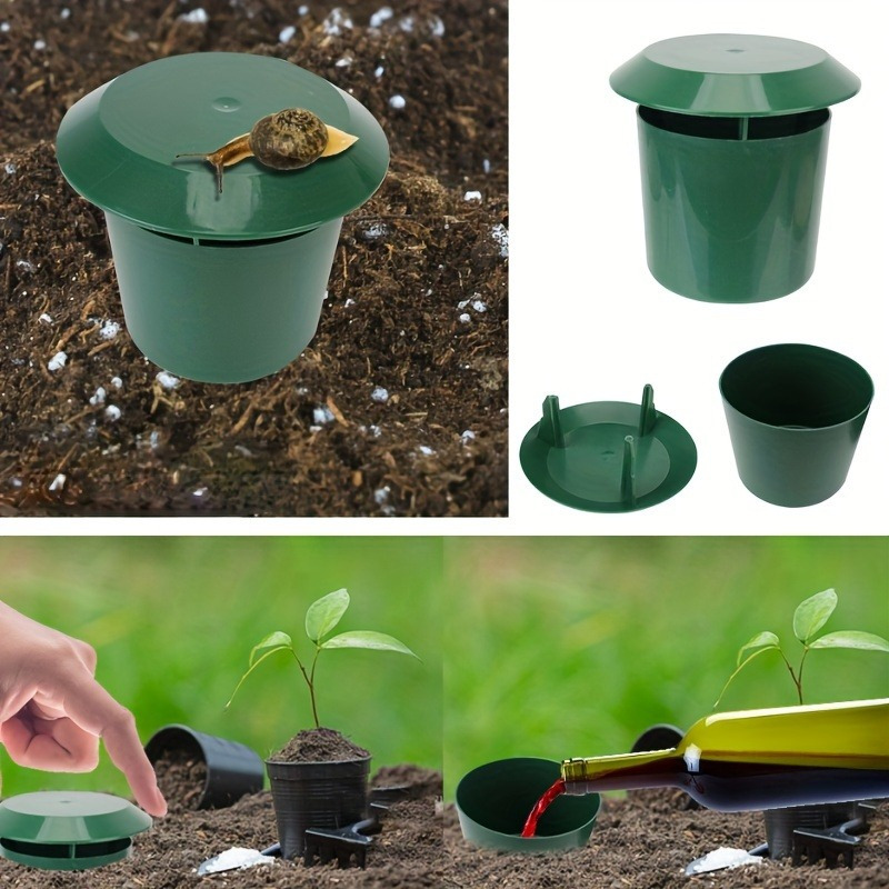 Capcană din plastic pentru melci și melci - Control non-toxic de înaltă calitate a dăunătorilor de grădină, fără rău pentru legume și flori, capcană verde durabilă pentru agricultura urbană și grădinile de acasă, 10x11cm
