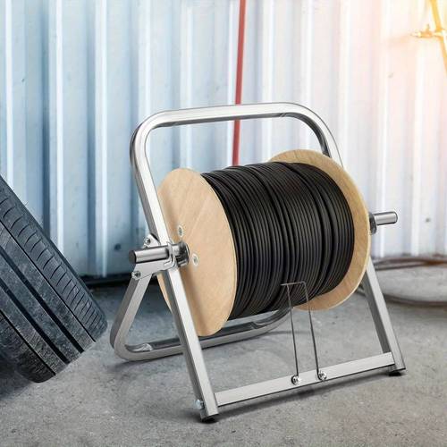 heavy duty metal holder foldable wire coil stand with adjustable tension control suitable fibre optics and cables folding storage electrical no wiring included fits all