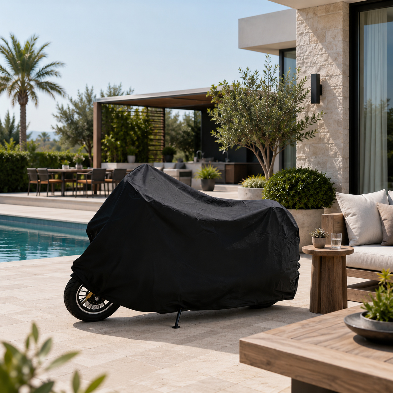 TEMU Durable Waterproof Motorcycle Cover For , Suitable For Outdoor Storage; Heavy-duty Uv-resistant And Dust-proof Bicycle Cover, Suitable For Sport