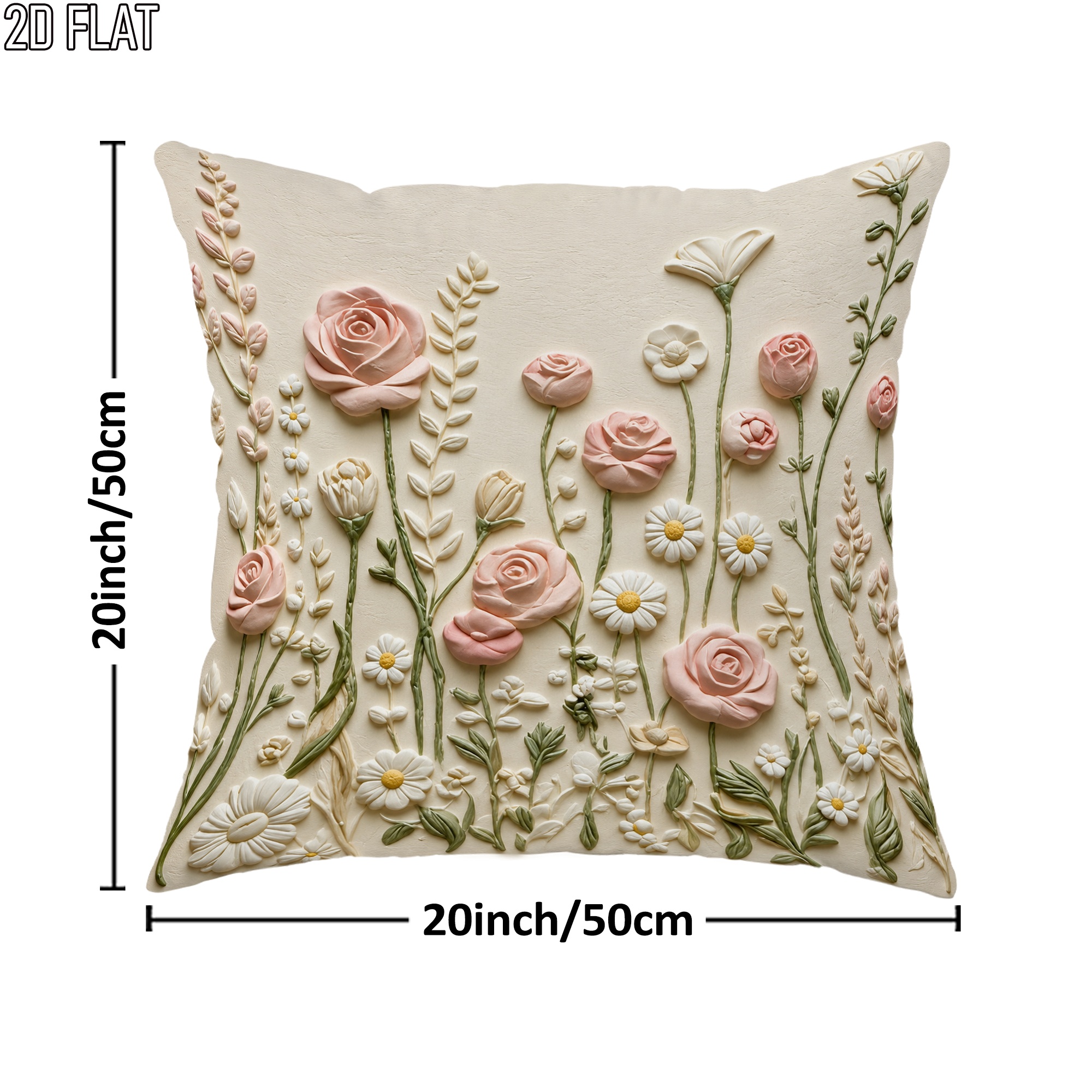 TEMU 2d Flat 1pc Spring Floral Pastel Throw Pillow Covers Peach Cream Cosy Decorative Pillowcases 1 Sided Printing For Living Room Bedroom Sofa Bed