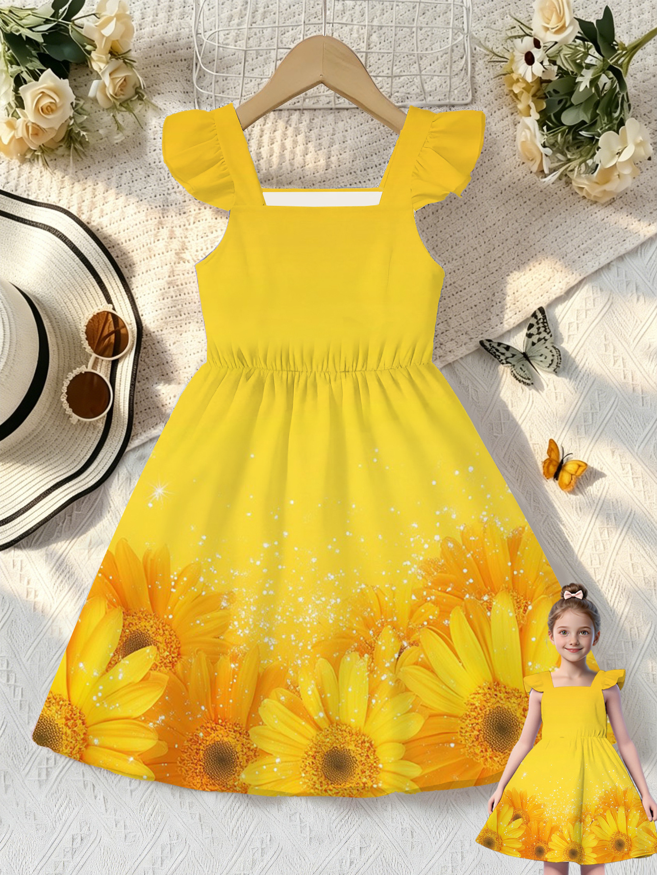 toddler sunflower dress sold on Temu United States
