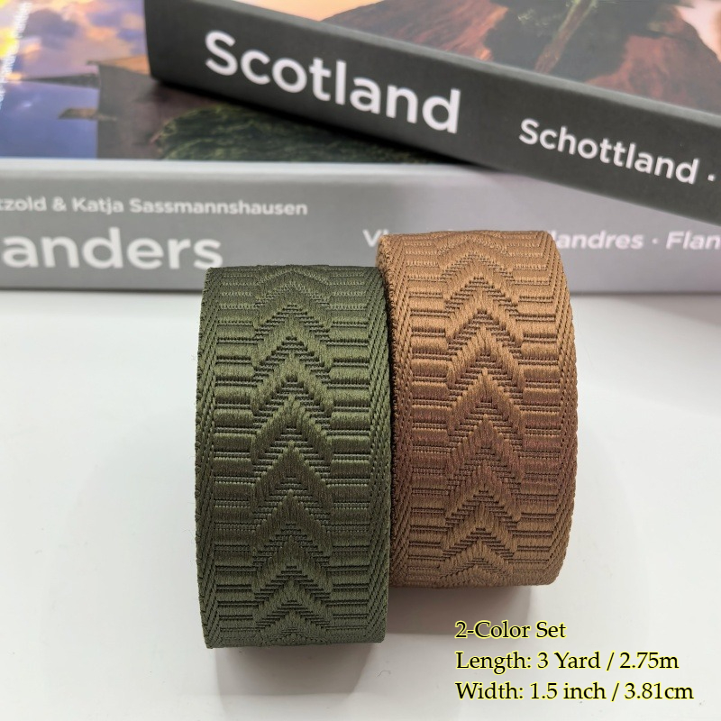 TEMU Lot de 2 rouleaux au total, 6 de longueur et 1,5 pouce de largeur, sangle jacquard flèche unie minimaliste, douce et durable, plusieurs couleurs