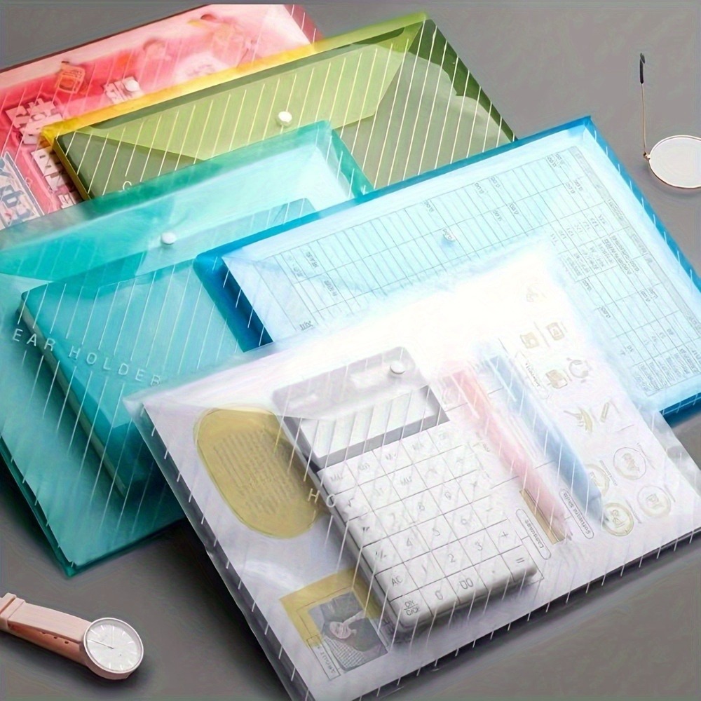5/10/15/20pcs A4 Snap Folder, Random Color, Suitable For Storing Test Papers, School Supplies, And Organizing Office Documents, Unisex, Suitable For Office Workers And Students