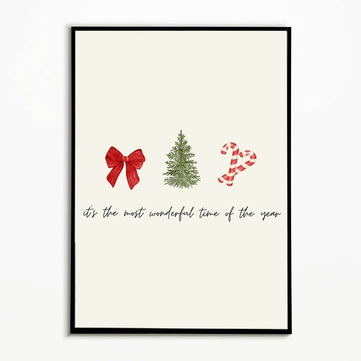 TEMU 2d Flat, 2d Flat, 1pc 2d Flat Prints Christmas Tree Candy Cane Art Posters Watercolor Style Wall Decor Unframed Canvas Printing Home Decoration