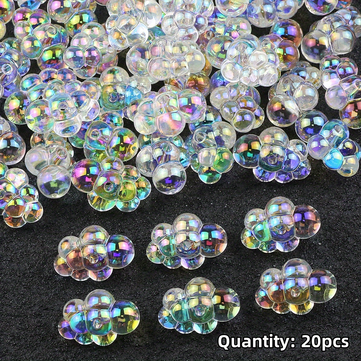 20pcs 17.5*25mm Colorful Large Cloud Beads With Holes, Loose Beads, Decorative Beads For Diy Fresh And Elegant Bracelet, Necklace, Earring, Pendant, Keychain, And Phone Charm Making Accessories