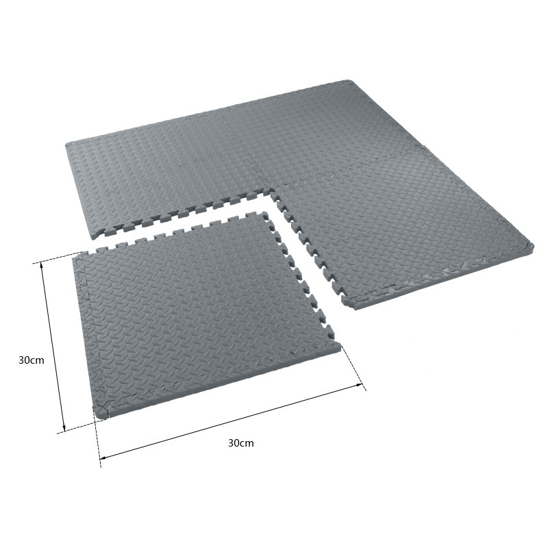 Image of 18-pack Interlocking Exercise Mat - 30x30x1cm Eva Foam, Gray Leaf, Non-slip