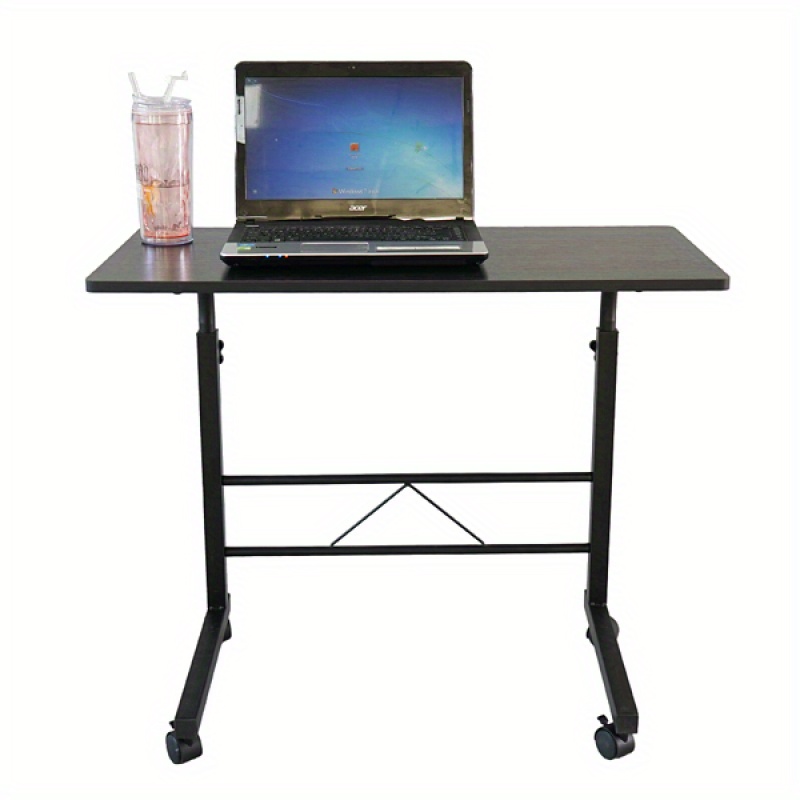 

Adjustable Height Mobile Standing Desk With Wheels, Portable Rolling Workstation, Abs Material, Black, For Home Office, Treadmill, Walking Pad