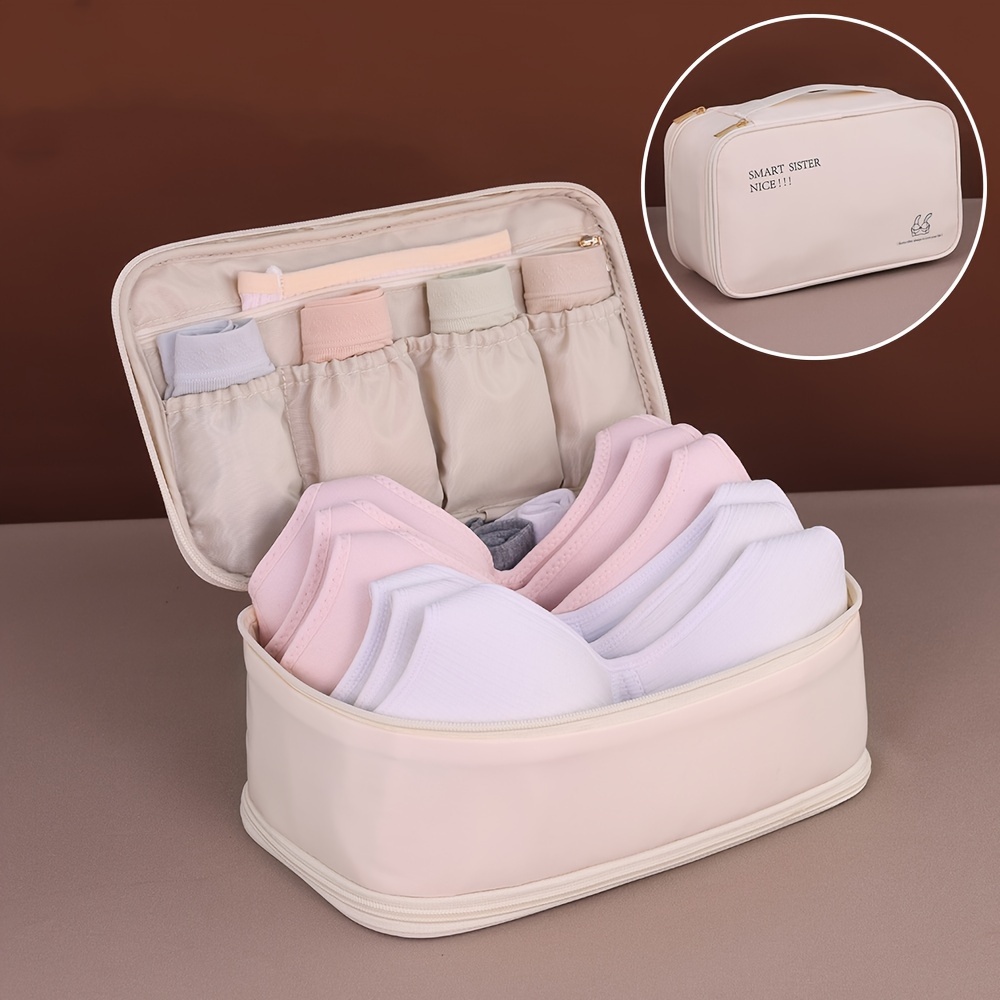 E-shop Doppelschichtiger Unterwäsche-Organizer – Strapazierfähige Reise-Aufbewahrungstasche aus Nylon, mehrfach unterteiltes Design geeignet für BHs,