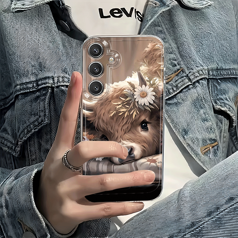 TEMU Phone Case - Yak Wreath Hug Pillow Cute Transparent Case - Luxury Soft Tpu Shockproof Phone Cover Compatible With Compatible With Galaxy