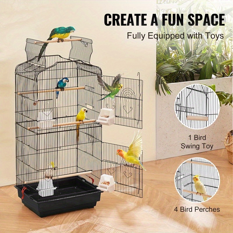   39 hanging metal bird flight cage for parakeets cockatiels small parrots multi level perches swingable chains   design with hanging hooks for indoor outdoor use parrot cage indoor bird enclosure sturdy construction parrot keepers Product details 2
