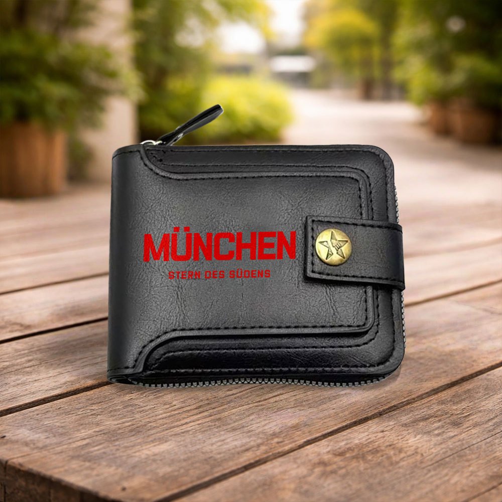 TEMU New München Stern Des Südens Large-capacity Durable Vintage Coin Purse With Multiple Card Slots And Zipper Closure, Suitable For Storing Cash,