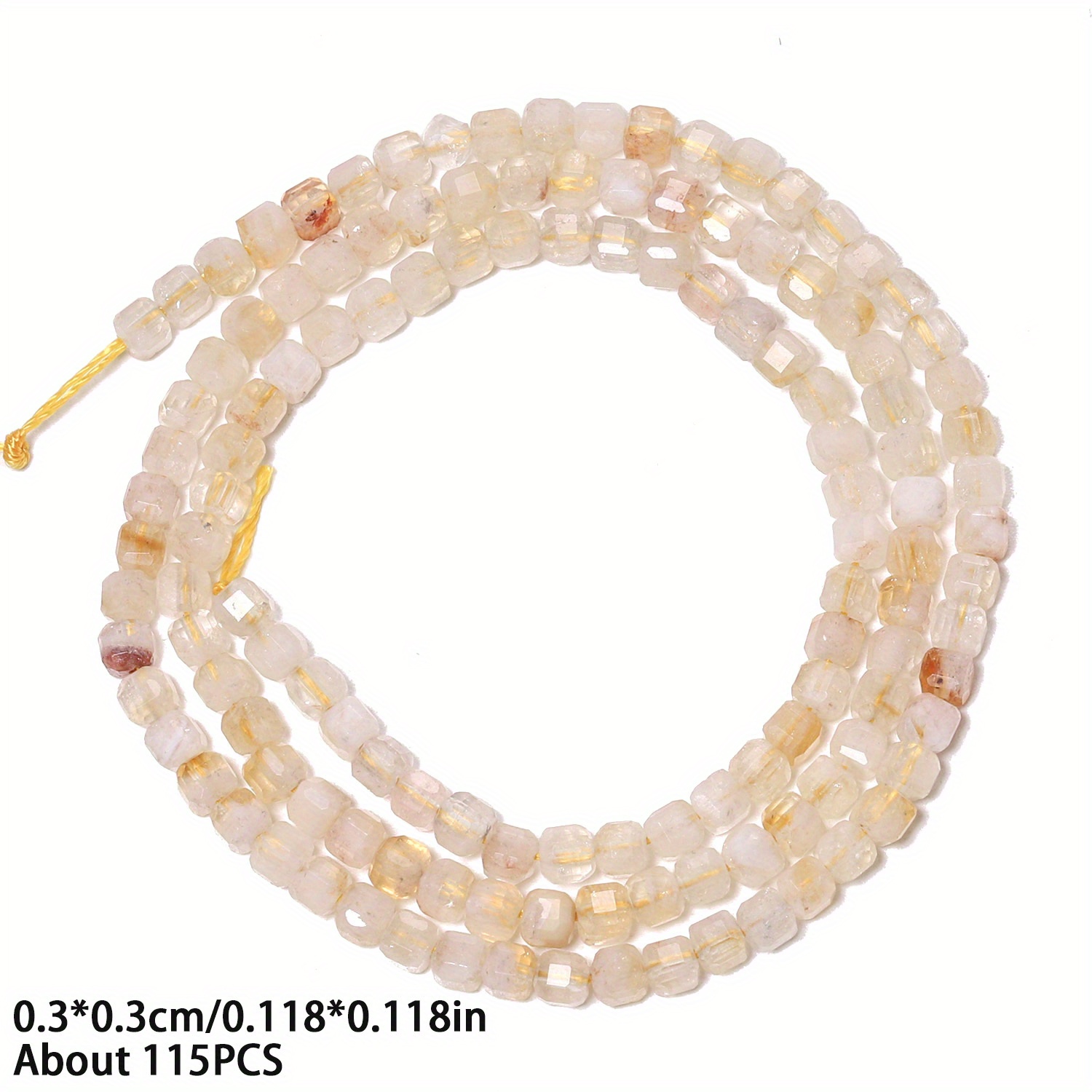 TEMU Perles de Citrine Naturelle TANANTA - Perles Cubiques Carrées de 3mm Adaptées à la Création de Bijoux DIY, Perles d'Espacement pour Bracelets, ,