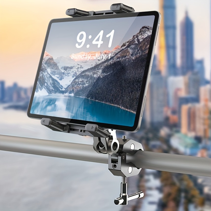 TEMU Heavy-duty Clamp Phone Tablet Stand, 360° Ball Head Alloy Magic Arm With Double Joints For Flexible Adjustment, Universal Metal For Office, Car,