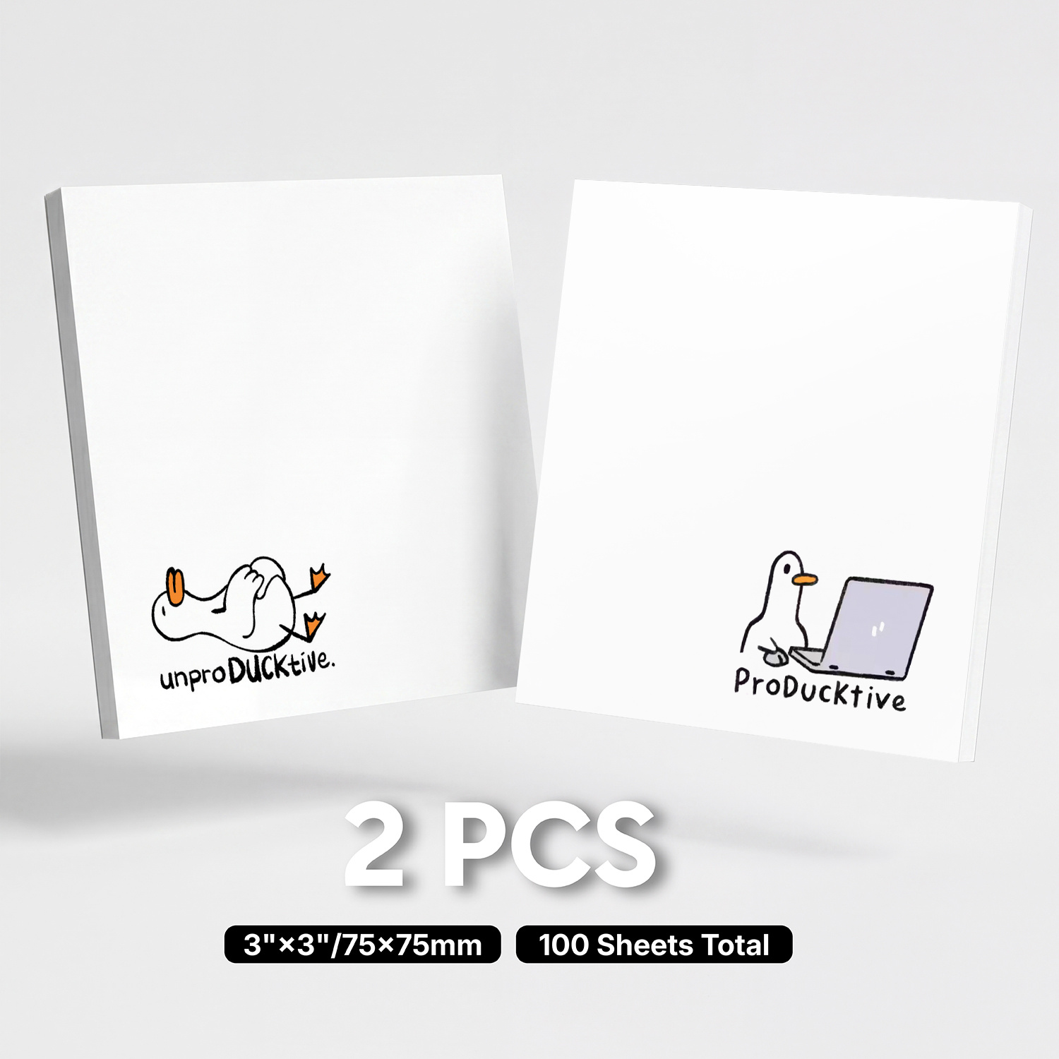 TEMU 2pcs Sticky Notes, Productivity Meme Self-stick Memo Pads, 100 Sheets Total, Office Humor Notepad Set "productive Vs. Unproductive", Removable