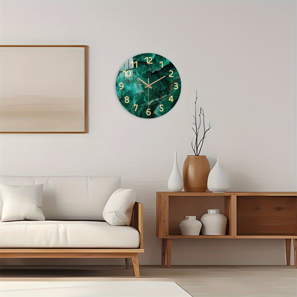 Orologio da parete con foglie tropicali verdi, 25,4 cm, rotondo