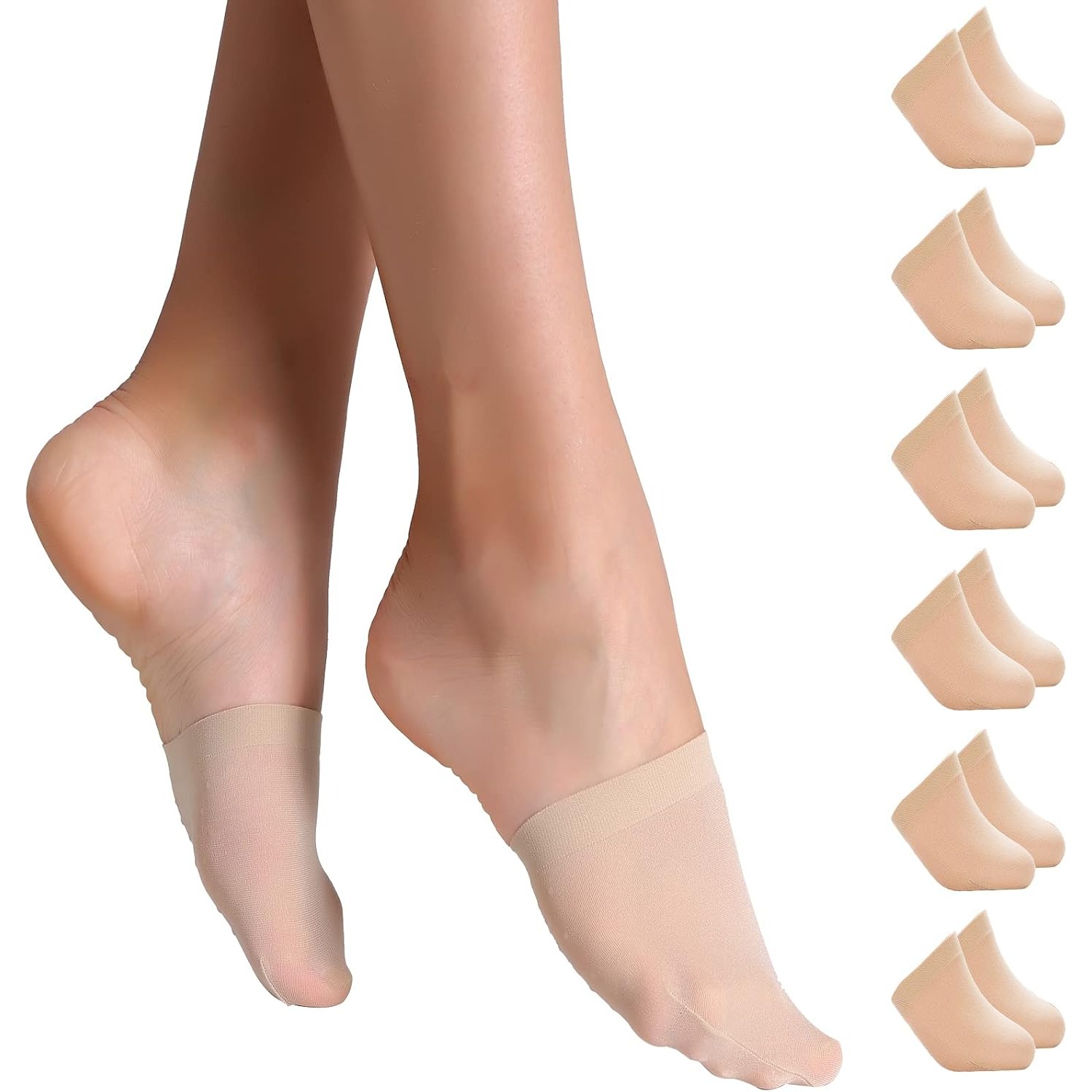 TEMU 6 Pairs Toe Socks Women's Invisible Half Socks Breathable Non-slip Forefoot Socks Toe Topper Liner For High Heels