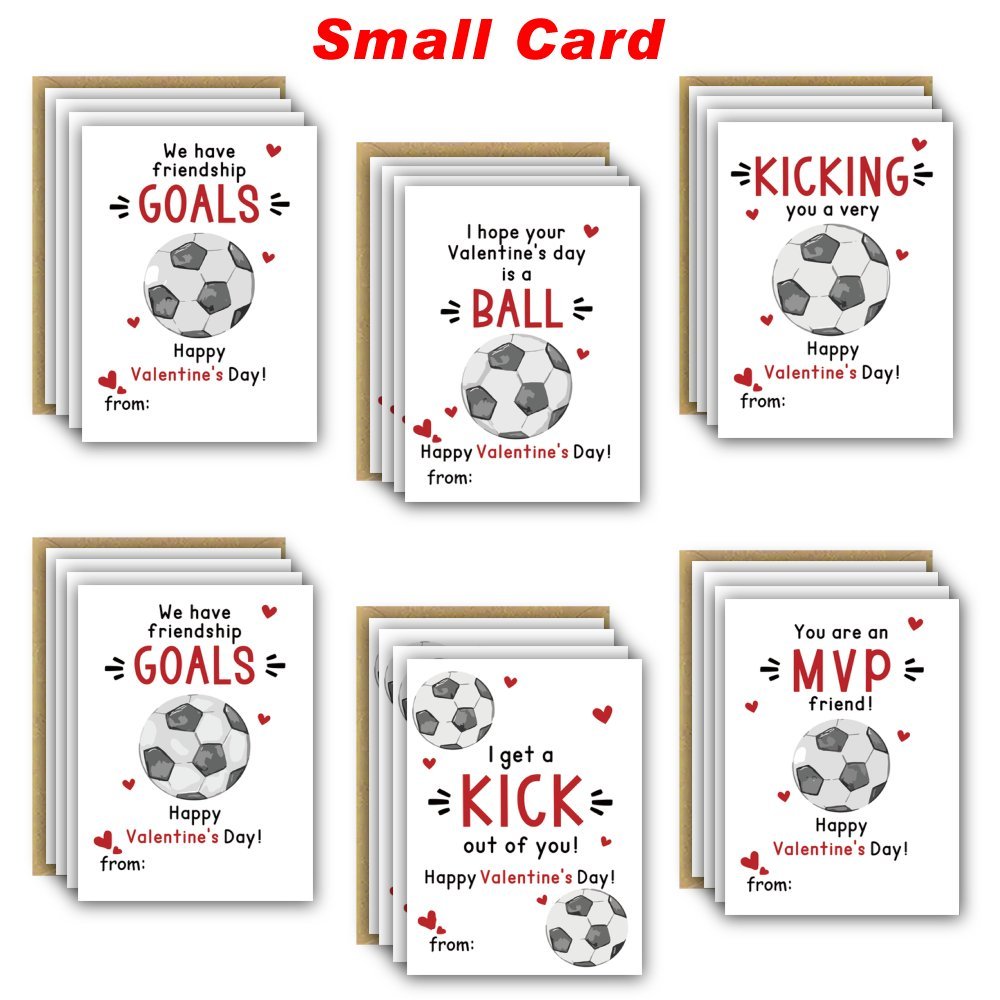 TEMU 24pcs Football-themed Valentine's Day Cards With Envelopes - Sporty For Him/her, Ideal For Anniversaries & , Featuring Soccer And Heart Accents