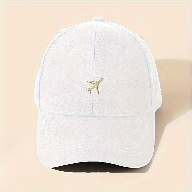 TEMU Embroidered Airplane Baseball Cap, Outdoor Hat, Unisex Trucker Cap, Breathable And Adjustable, Women's Golf Cap, Summer Fashion, Curved Brim,